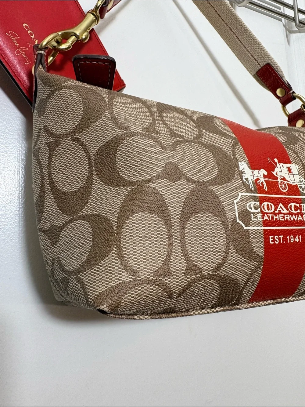 Coach Heritage Stripe Shoulder Bag 41115 + Selena Gomez Card Case
